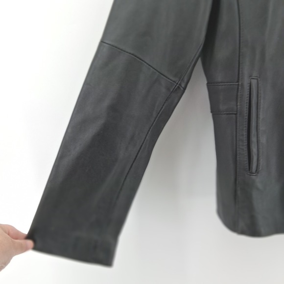 RO By Reilly Olmes Black Leather Jacket Women's Classic Zip Front L - Picture 6 of 16